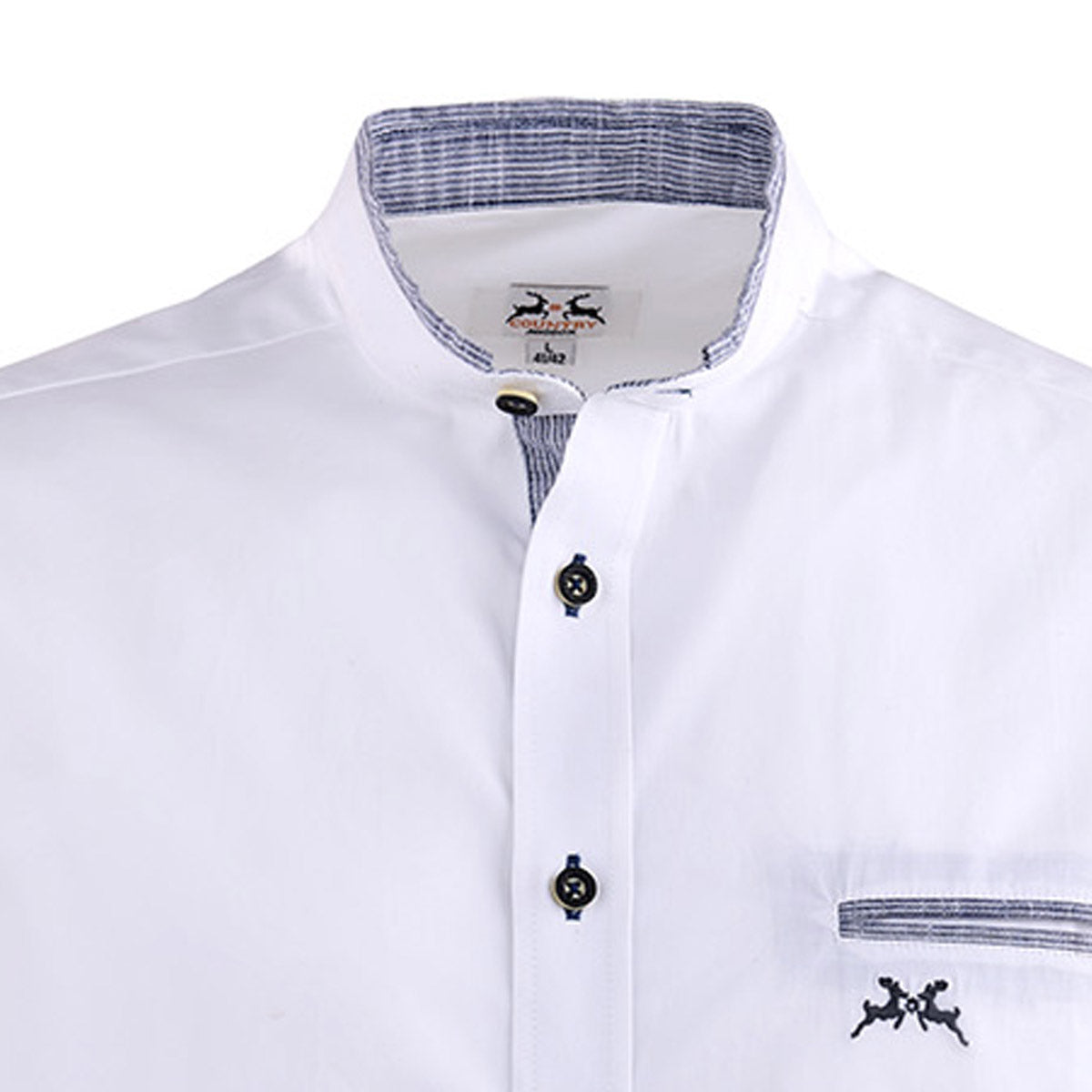 Trachtenhemd Weiss Blau Stehkragen - Datschi Trachten