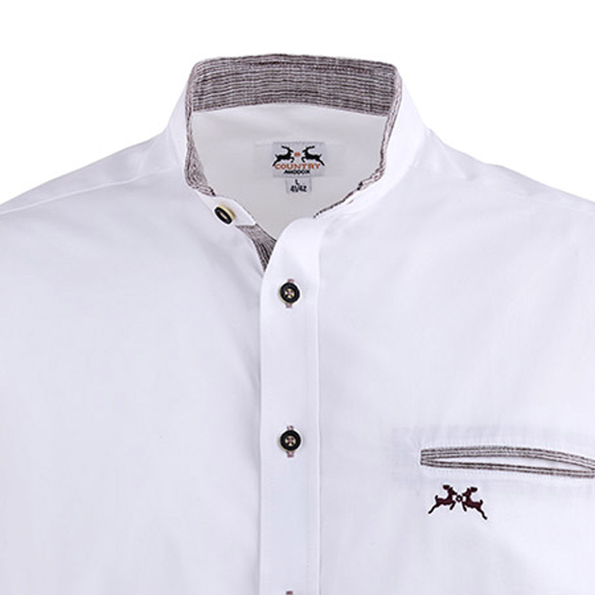 Trachtenhemd Weiss Rot Stehkragen - Datschi Trachten