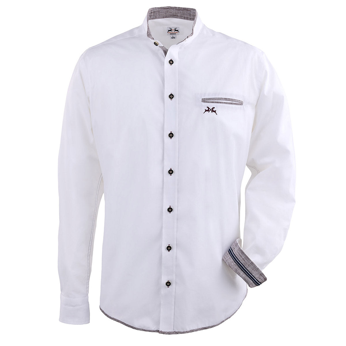 Trachtenhemd Weiss Rot Stehkragen - Datschi Trachten