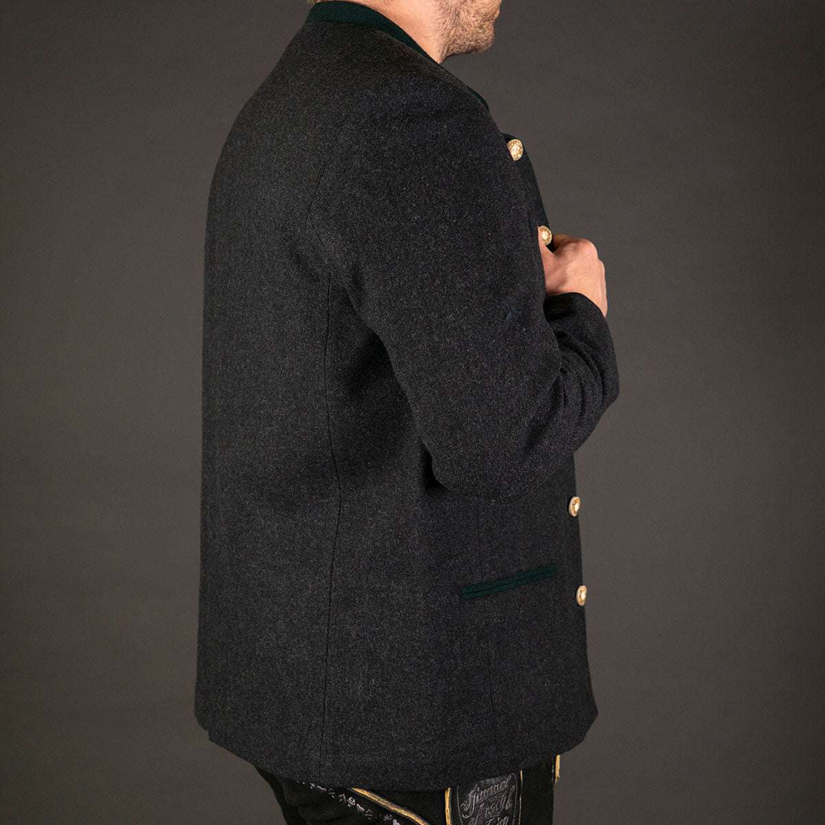 Datschi Trachten Janker Resi Anthrazit Grün - Datschi Trachten