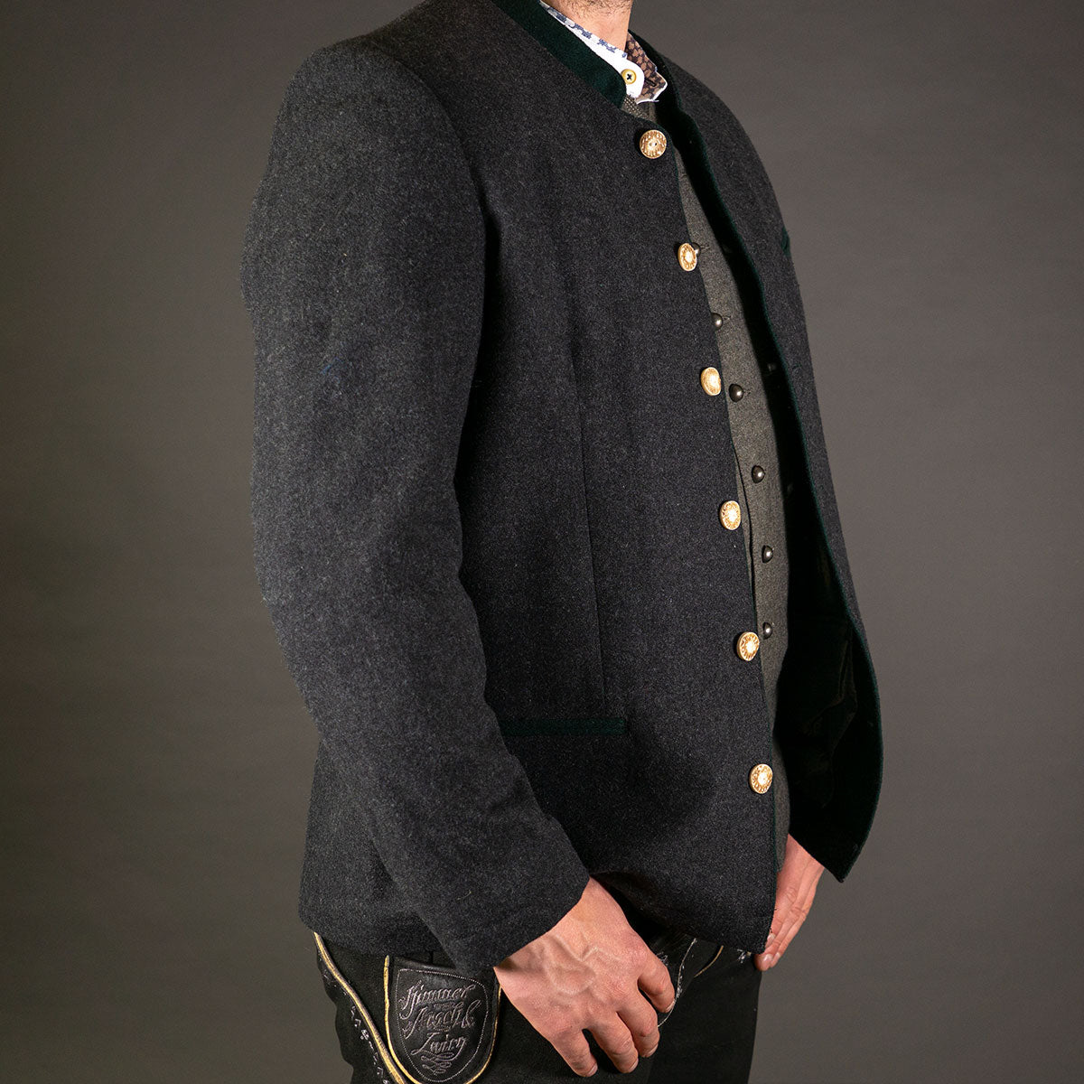 Datschi Trachten Janker Resi Anthrazit Grün - Datschi Trachten