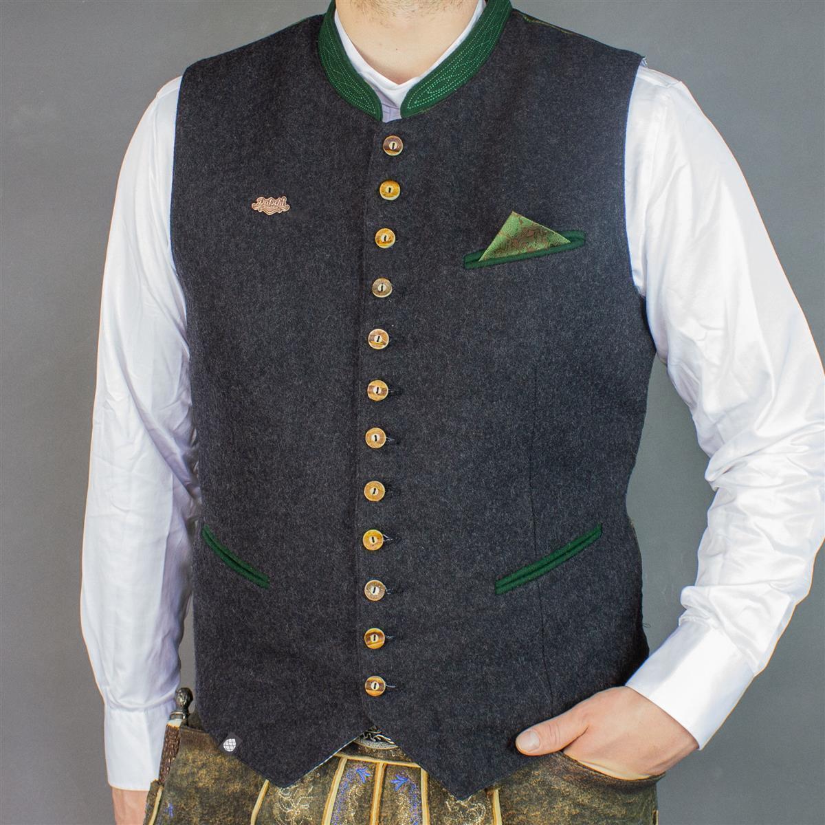 Datschi Trachten Trachtenweste Herren Dunkelgrau Leo - Datschi Trachten
