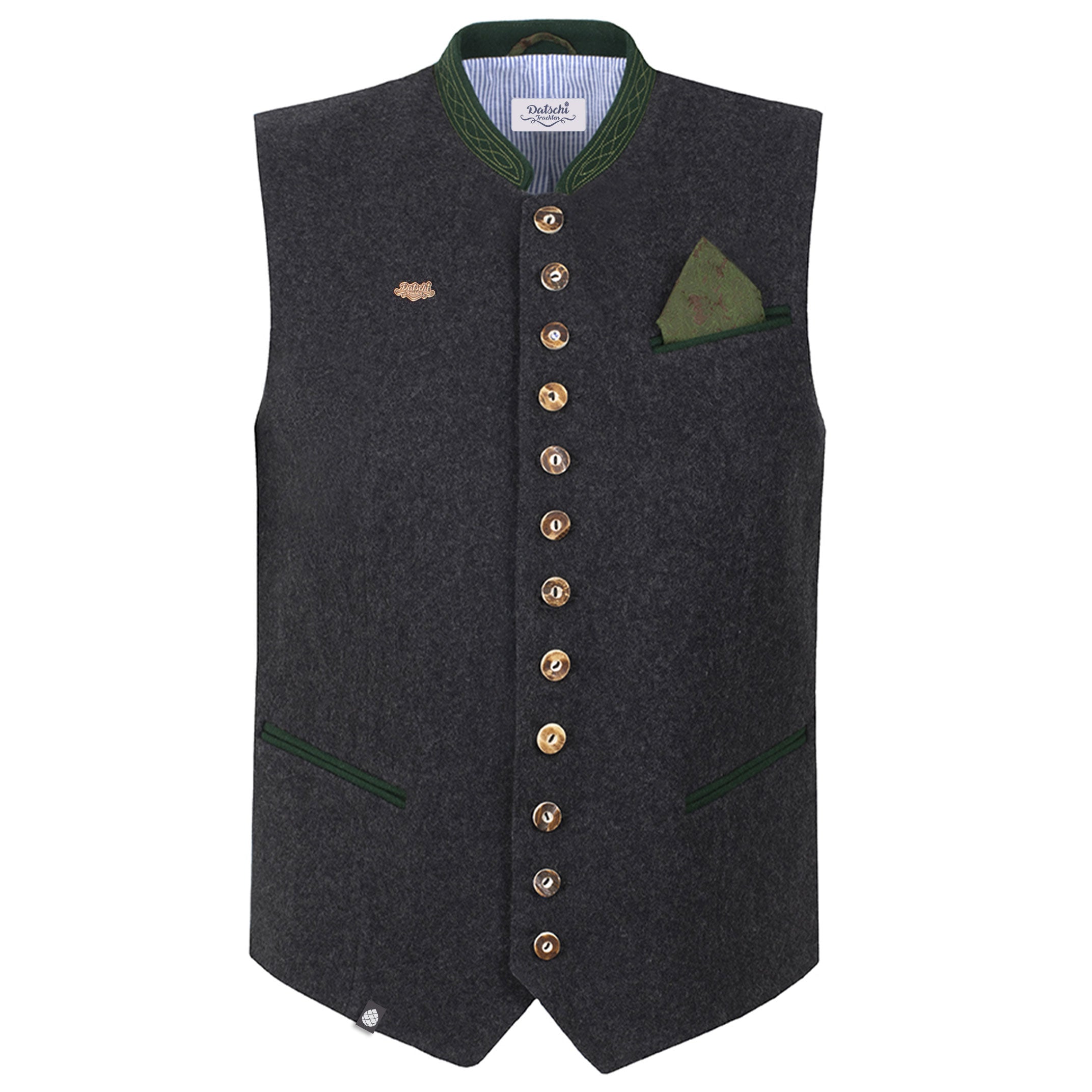Datschi Trachten Trachtenweste Herren Dunkelgrau Leo - Datschi Trachten
