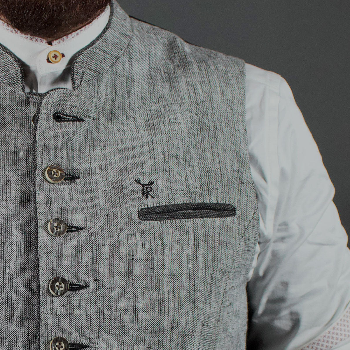 Datschi Trachten Leinen Trachtenweste Hiasl Hellgrau - Datschi Trachten