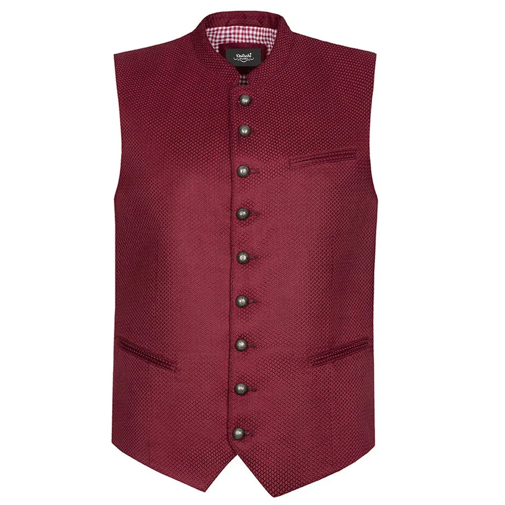 Elegante hochgeschlossene rote Herren Trachtenweste günstig kaufen mit Knöpfen für die Wiesn
