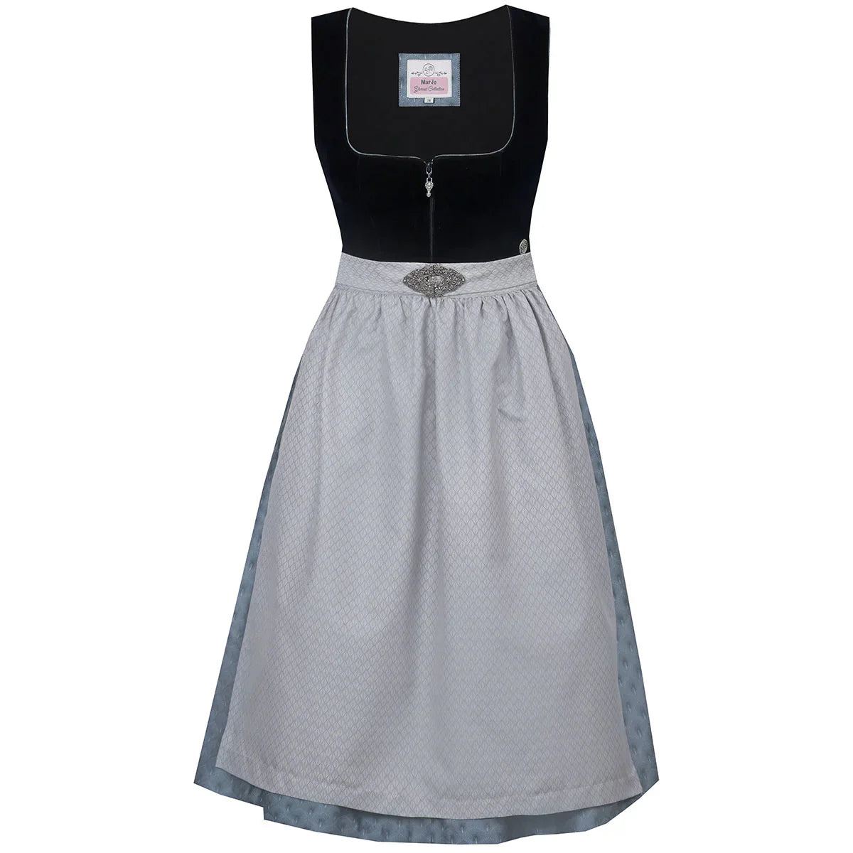 MarJo Dirndl Silber mit Schürze – elegantes Trachtenkleid für Damen