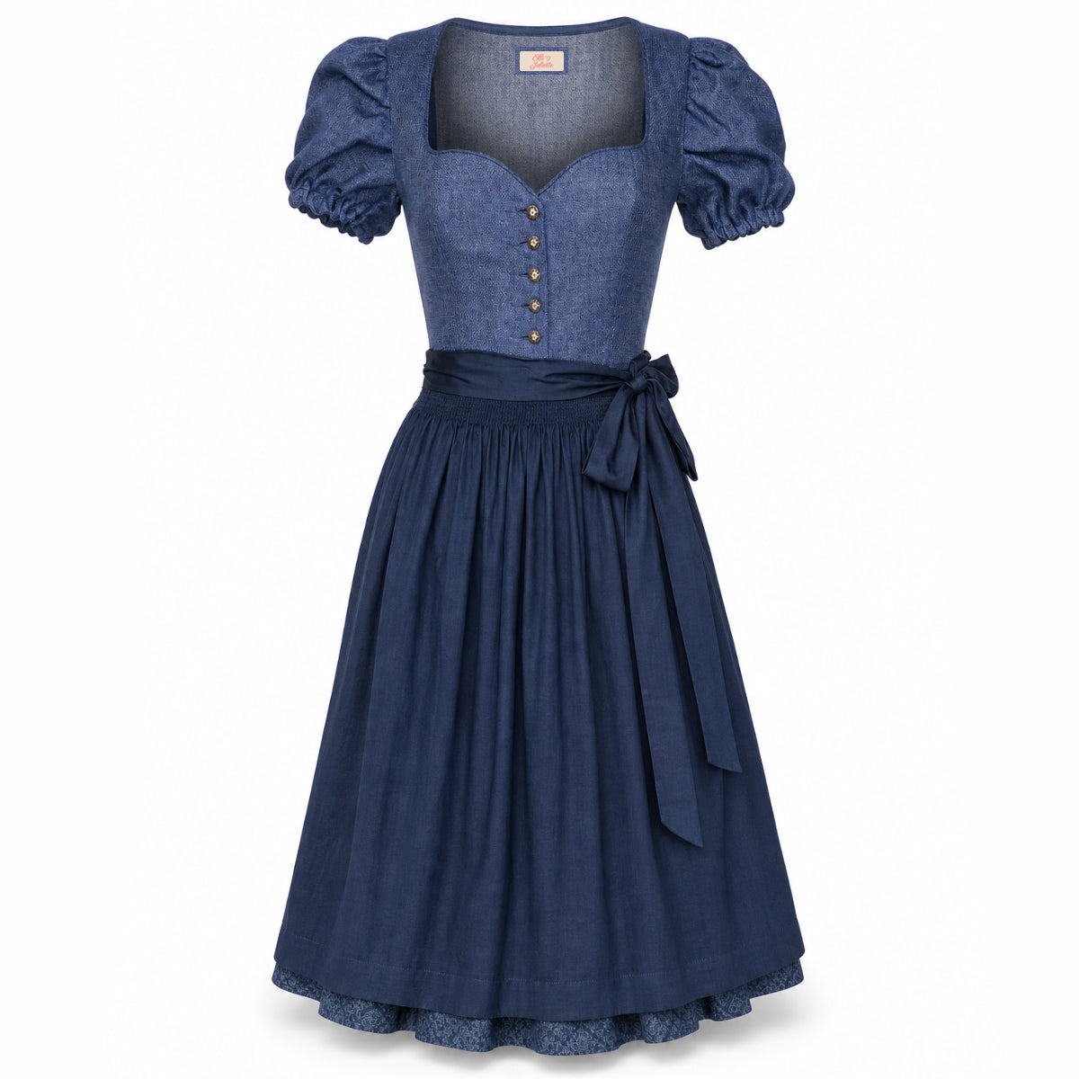 Dirndl Größe 52 in Marine mit Miederhaken und schimmernden Ornamenten für festliche Anlässe