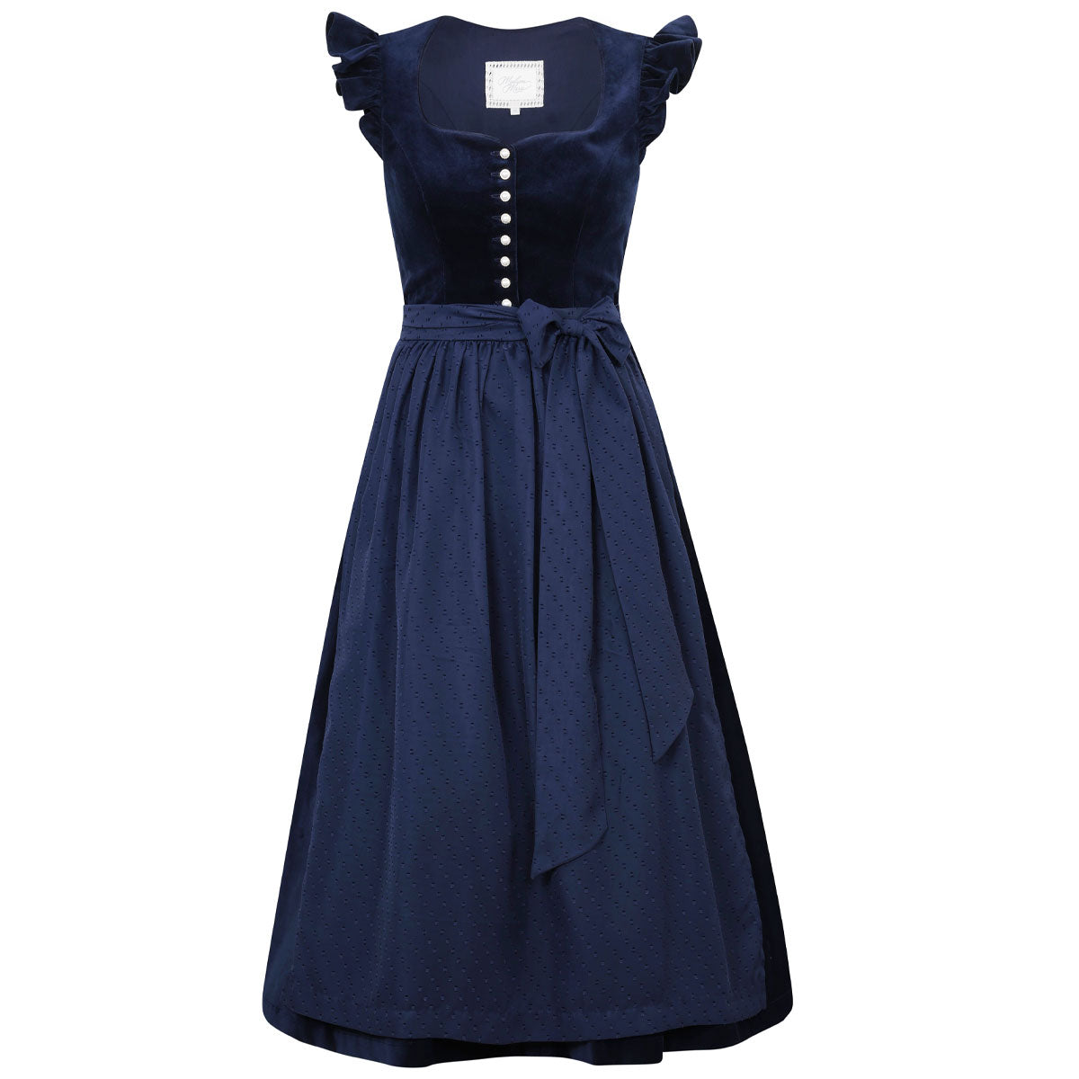 Madame Marie Dirndl Dunkelblau mit eleganter Schürze und hochwertigem Trachtenkleid für Oktoberfest und festliche Anlässe