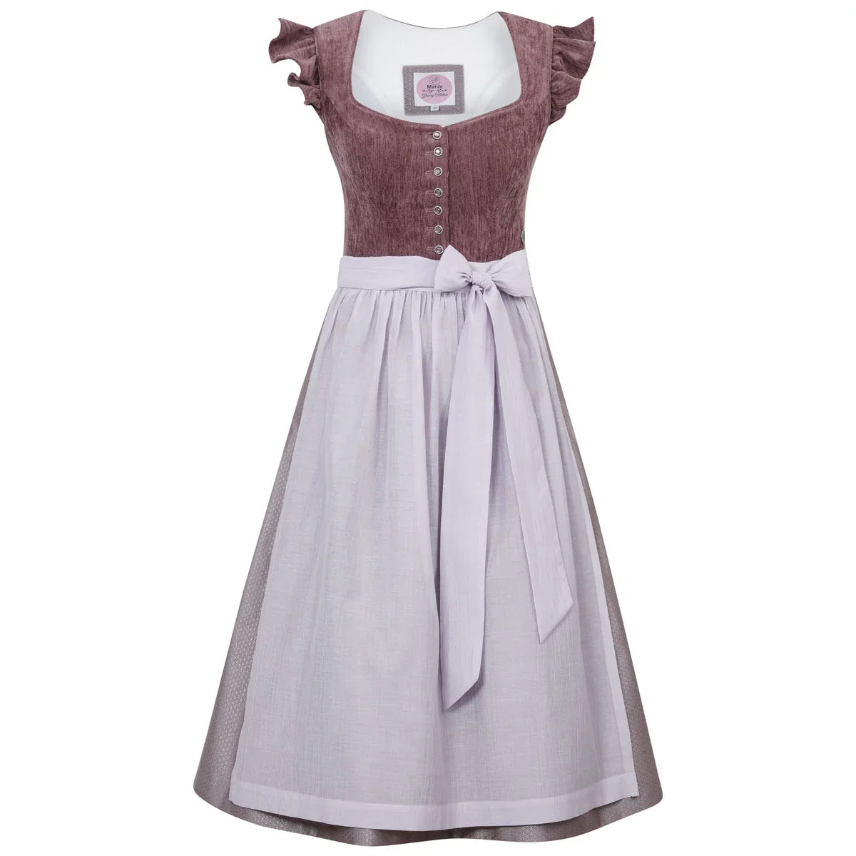 MarJo Dirndl Größe 40 in Pflaume mit Samtmieder und Schürze für Oktoberfest und festliche Anlässe