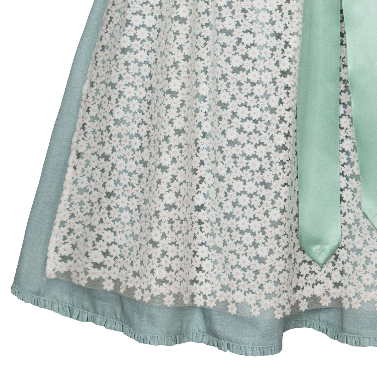 Alpenfee Dirndl Lara Mint Grün 60cm Hochgeschlossen Blumenmuster