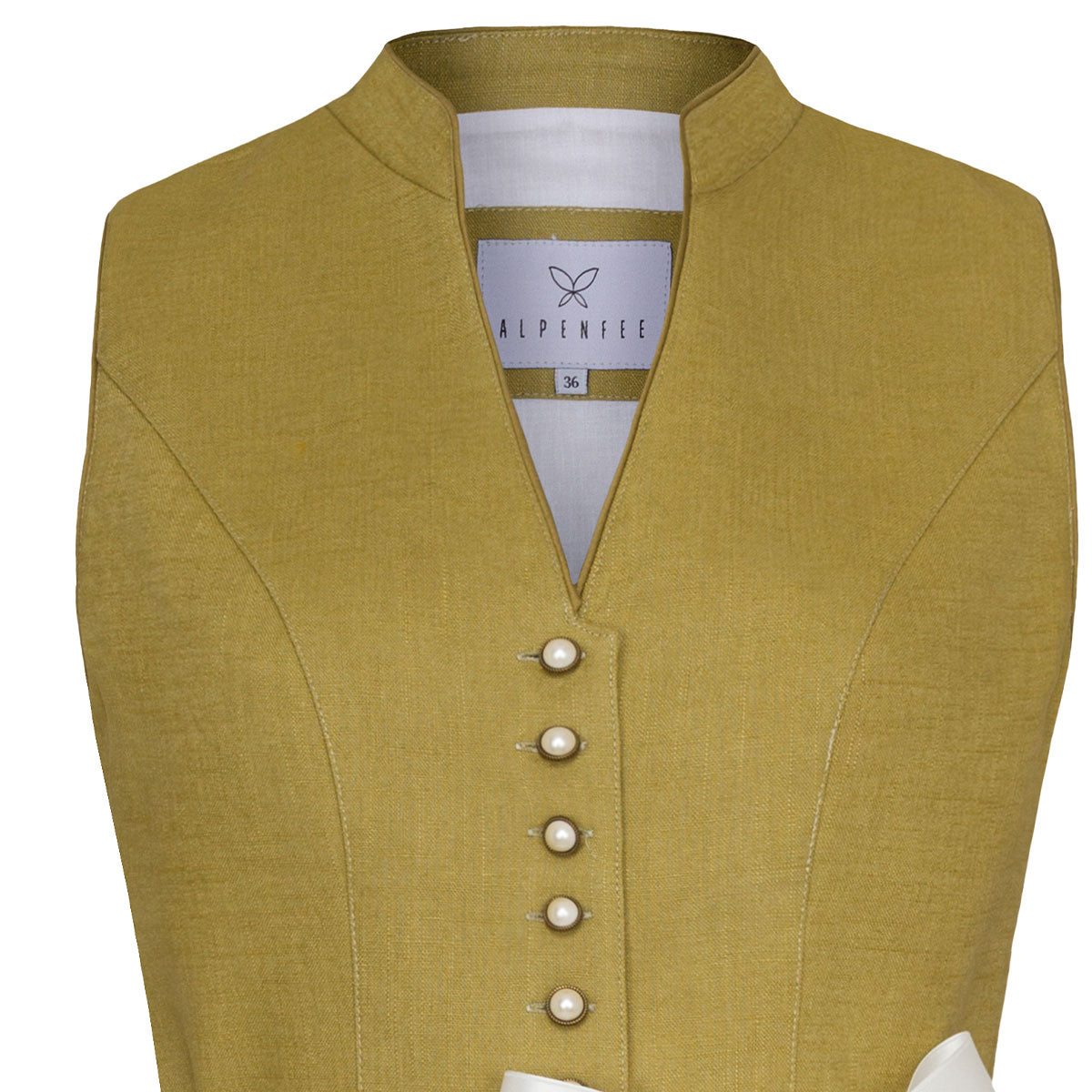 Alpenfee Dirndl Xara Moos Grün Hochgeschlossen 60cm