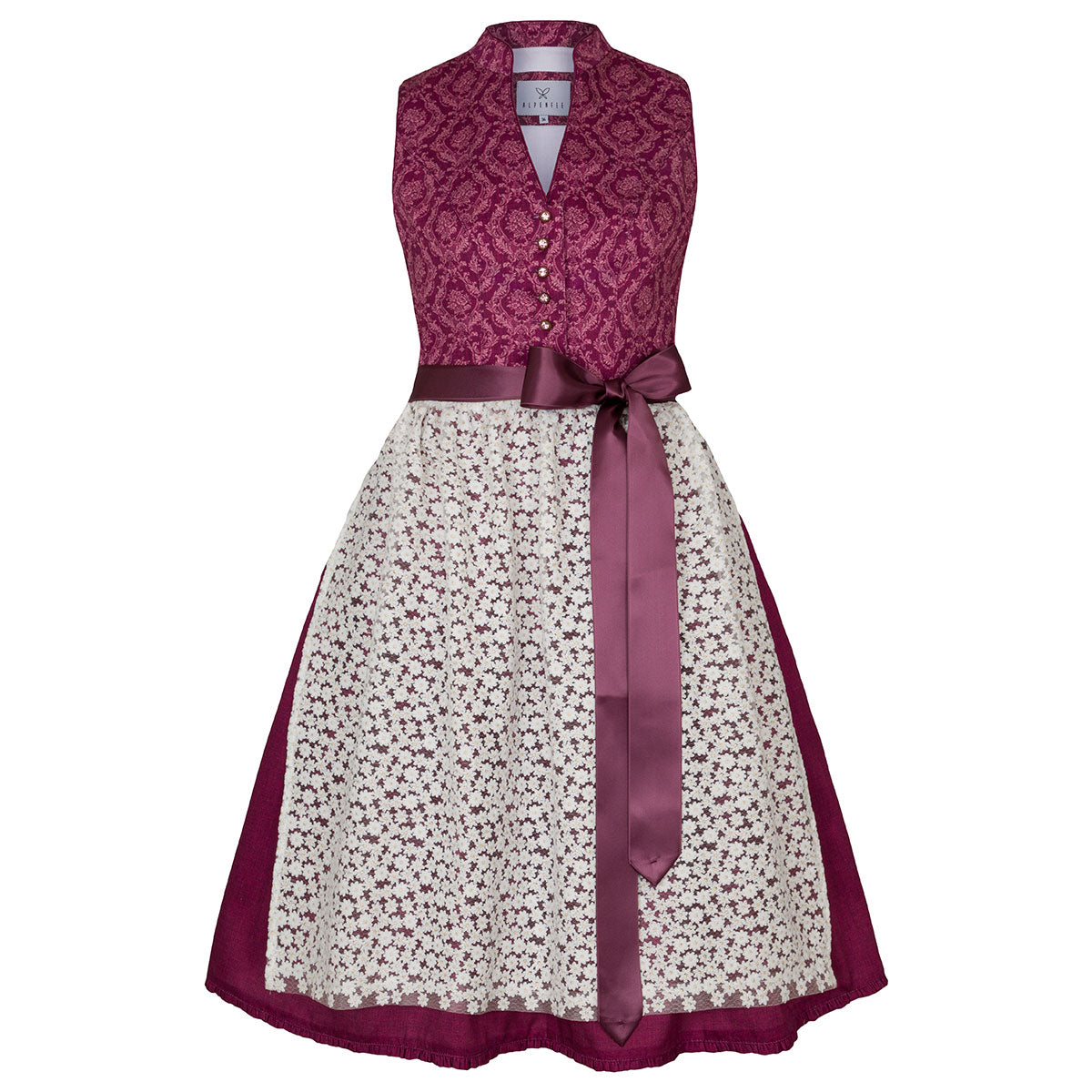 Alpenfee Dirndl Lara Beere 60cm Hochgeschlossen Blumenmuster