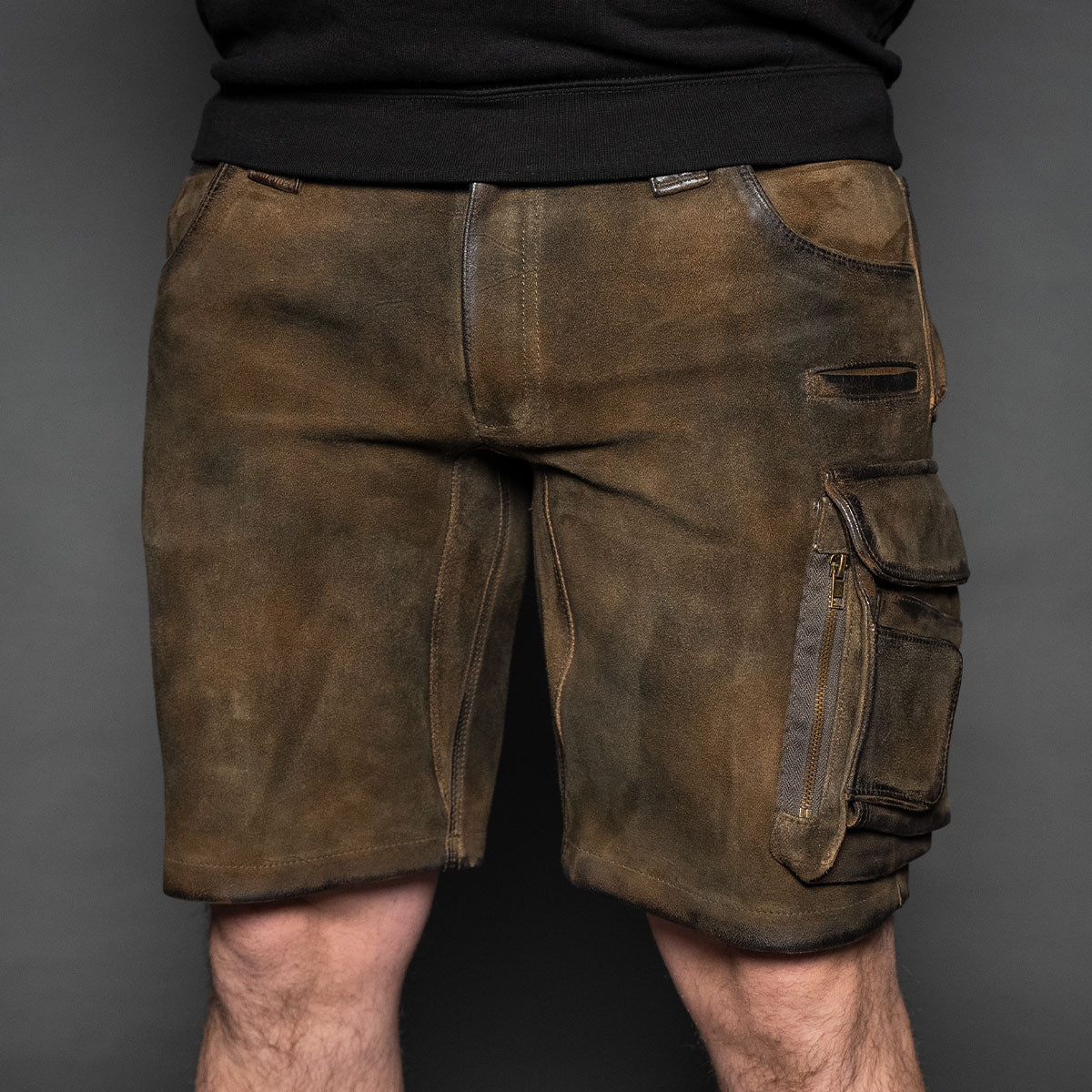 Datschi Trachten Cargo Lederhose Xaver Shorts Braun