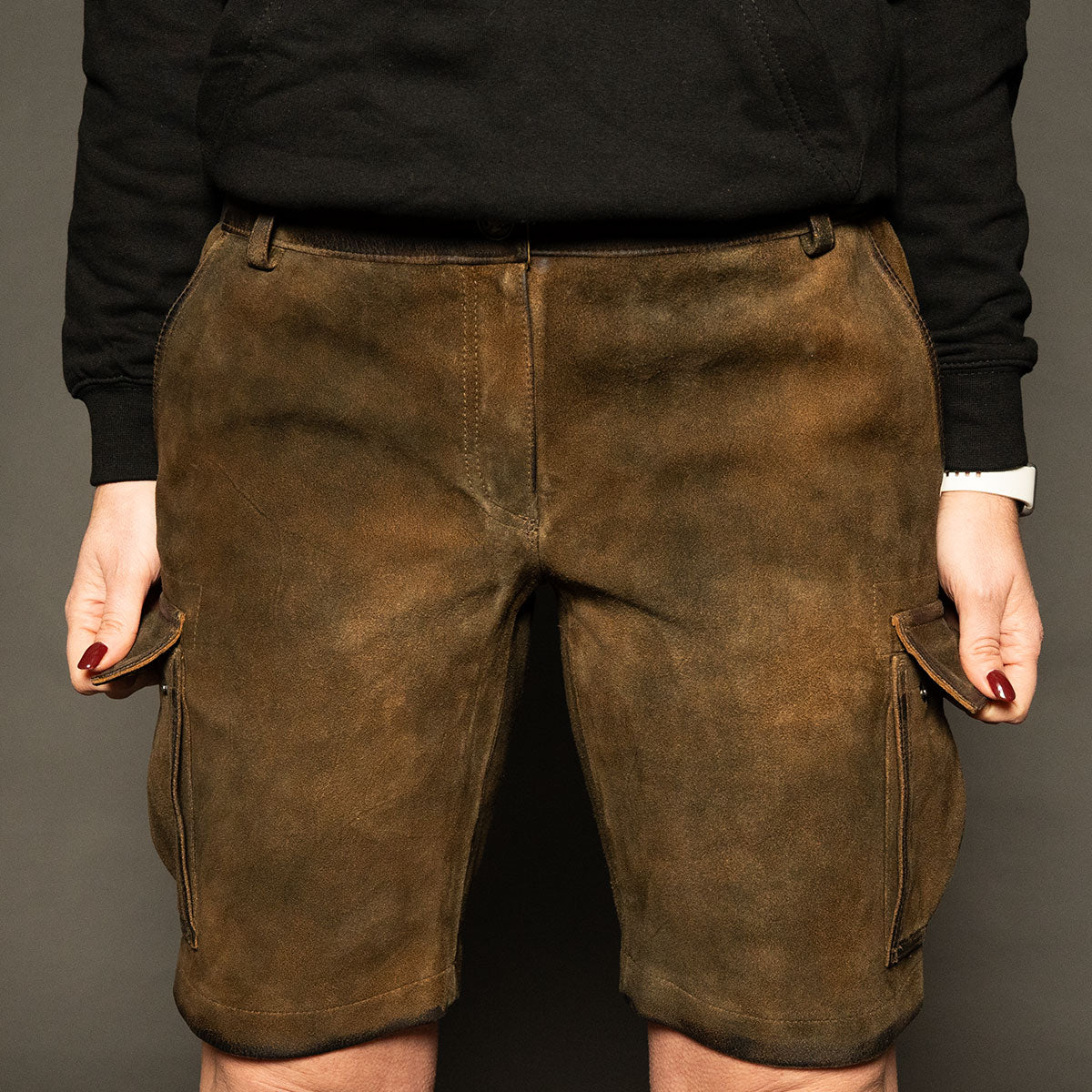 Datschi Trachten Damen Cargo Lederhose Leni Braun Wildbock Leder