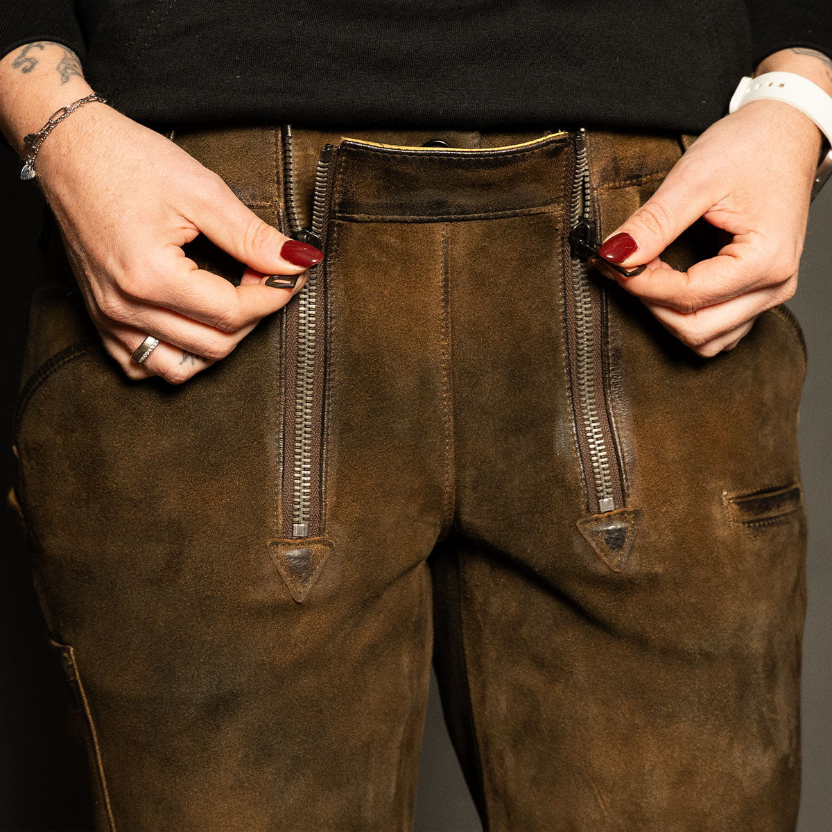 Datschi Trachten Damen Zunft Lederhose Richtfest Braun Wildbock Leder