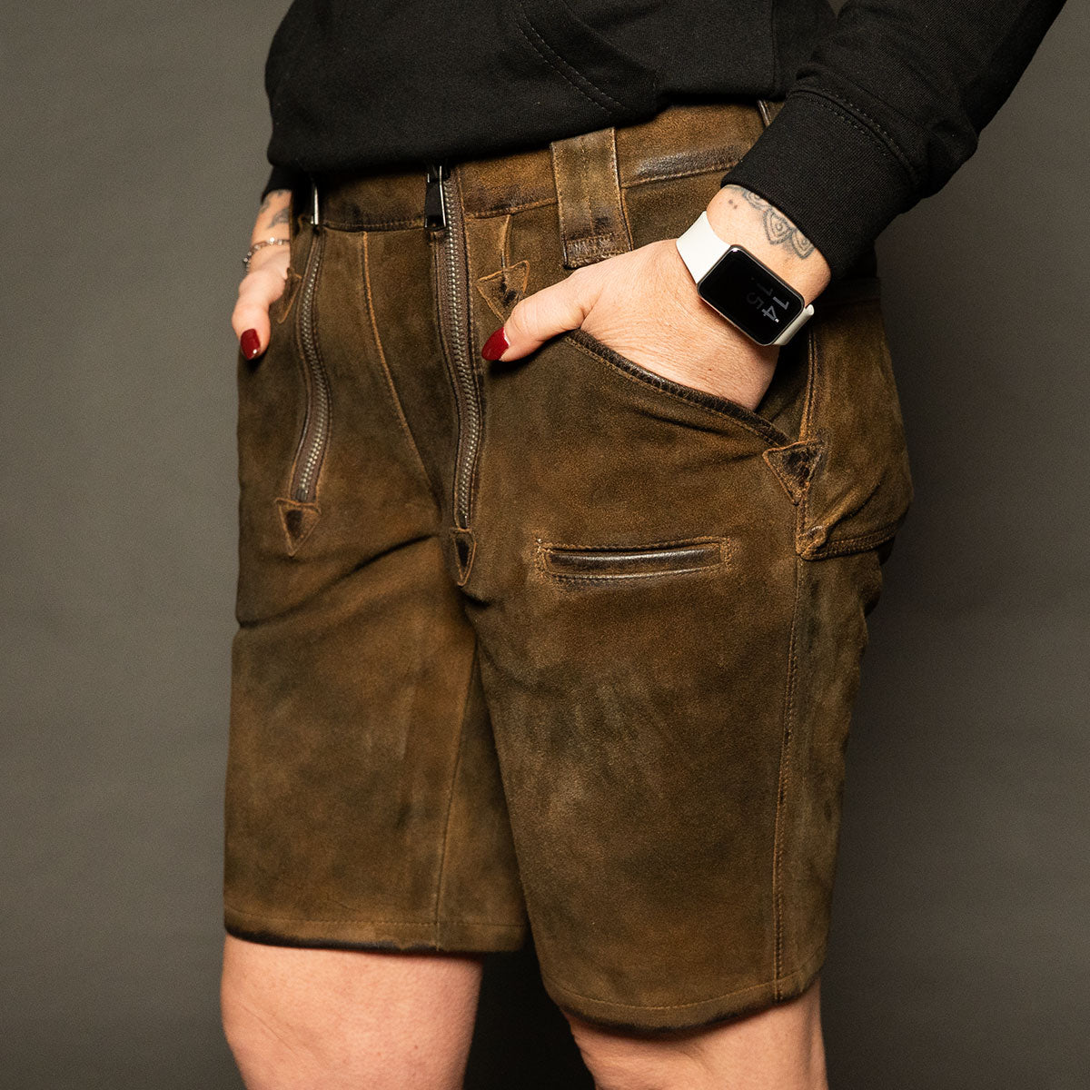 Datschi Trachten Damen Zunft Lederhose Richtfest Braun Wildbock Leder - Datschi Trachten