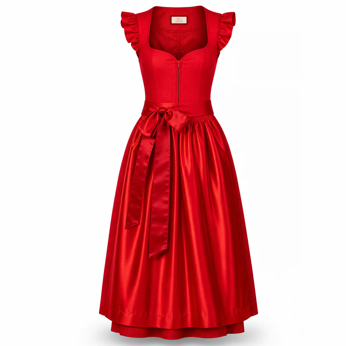 Elli & Juliette 2-in-1 Dirndl Fiona Soraya Rot mit abnehmbarem Flügelarm 70 cm