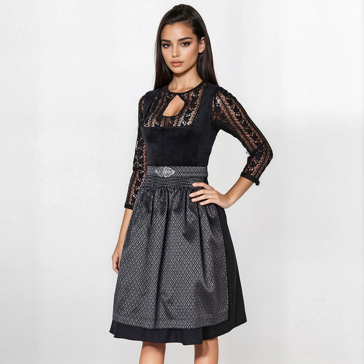 Krüger Dirndl Alisha Schwarz Samt 60cm