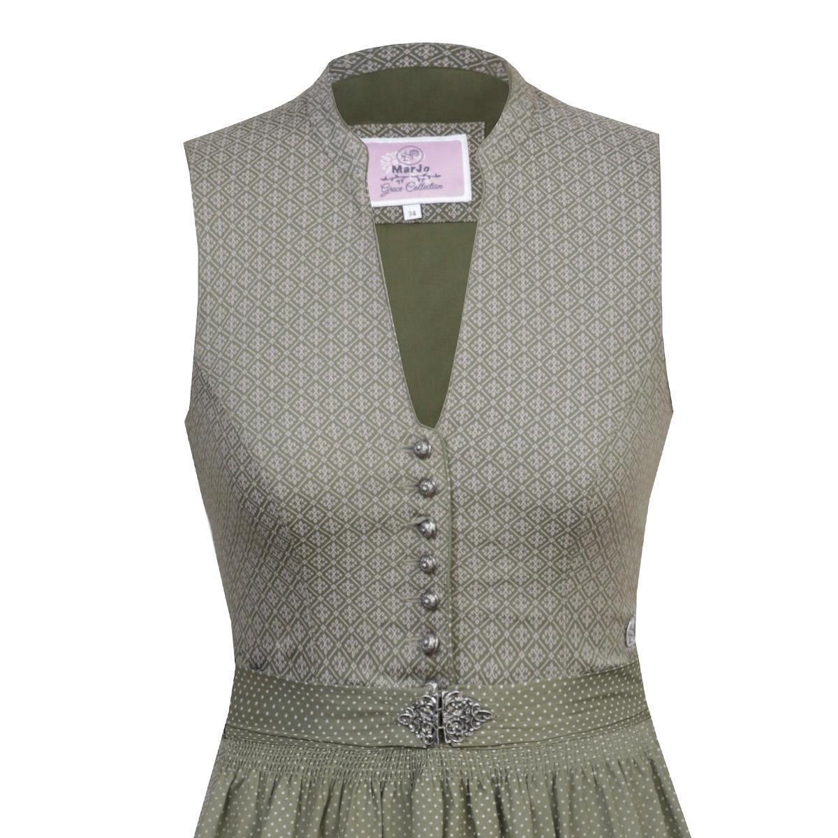 MarJo Dirndl Karina Moos/Grün V-Ausschnitt 65cm - Datschi Trachten