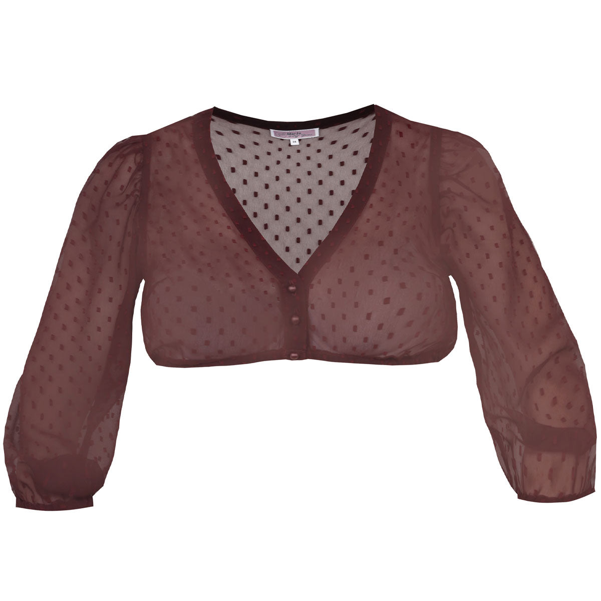 MarJo Dirndlbluse Ahorntal Bordeux Dreiviertelarm Puffärmel