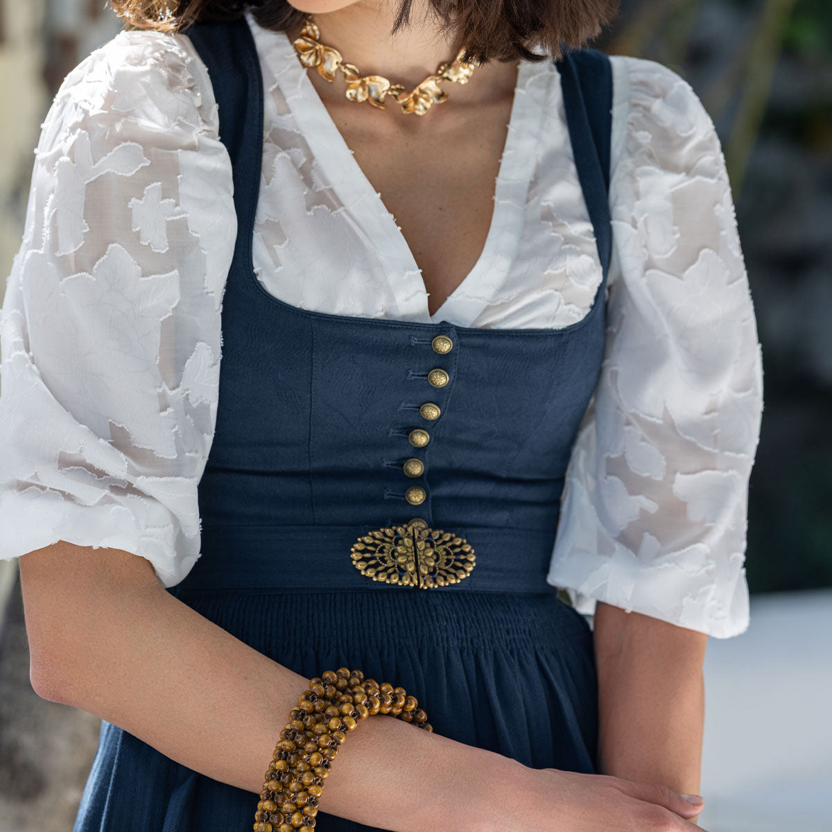 MarJo Dirndlbluse Aufeld Off White 3/4 Puffarm
