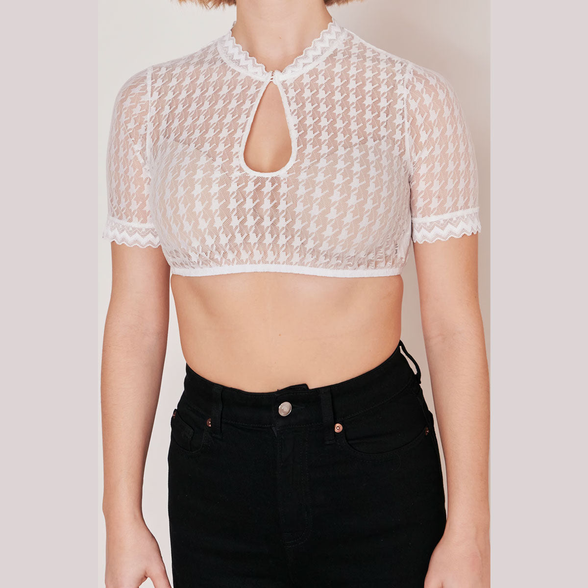 Krüger Dirndlbluse Bernada Ecru Loch-Ausschnitt - Datschi Trachten