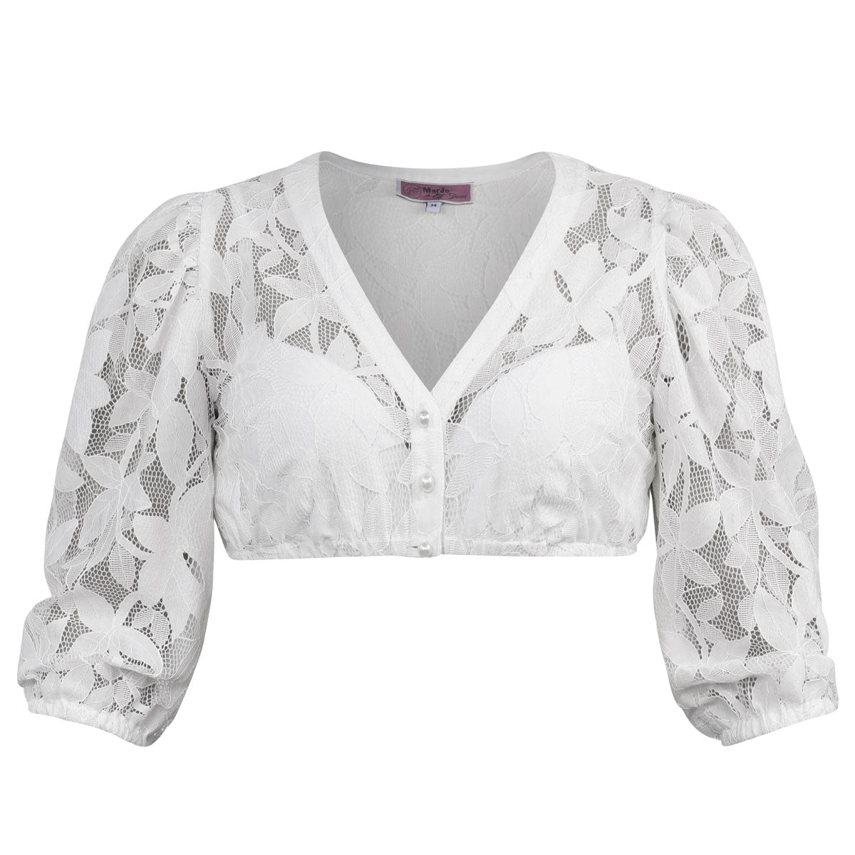 MarJo Dirndlbluse Eckersdorf Off White Dreiviertel Puffarm - Datschi Trachten