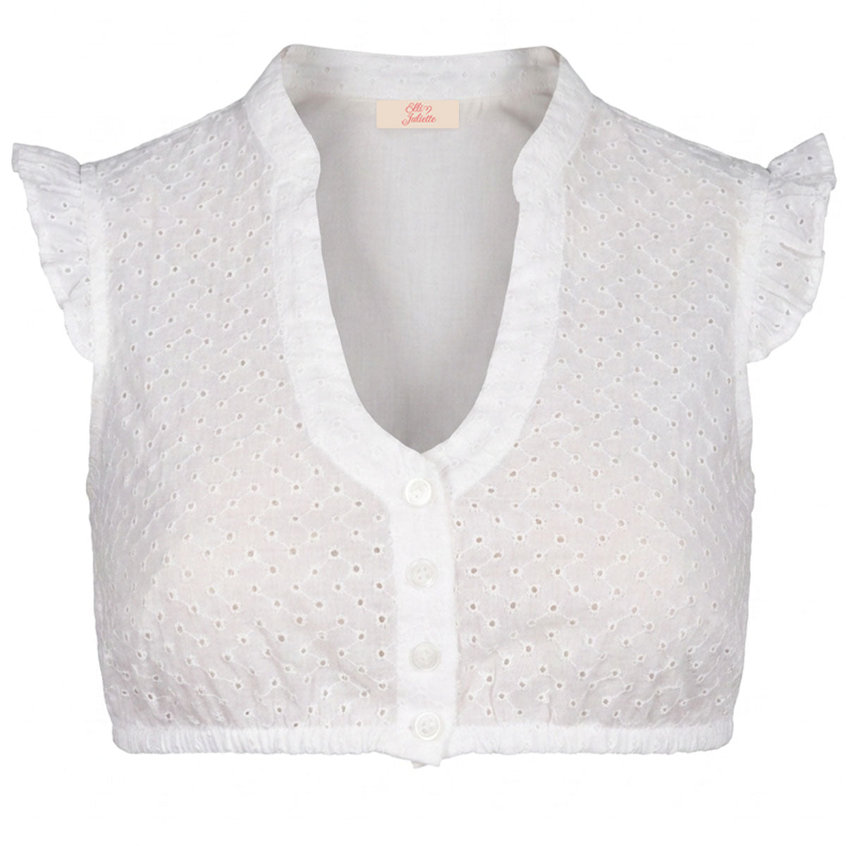 Elli & Juliette Dirndlbluse Estelle Weiß Flügelarm Baumwolle