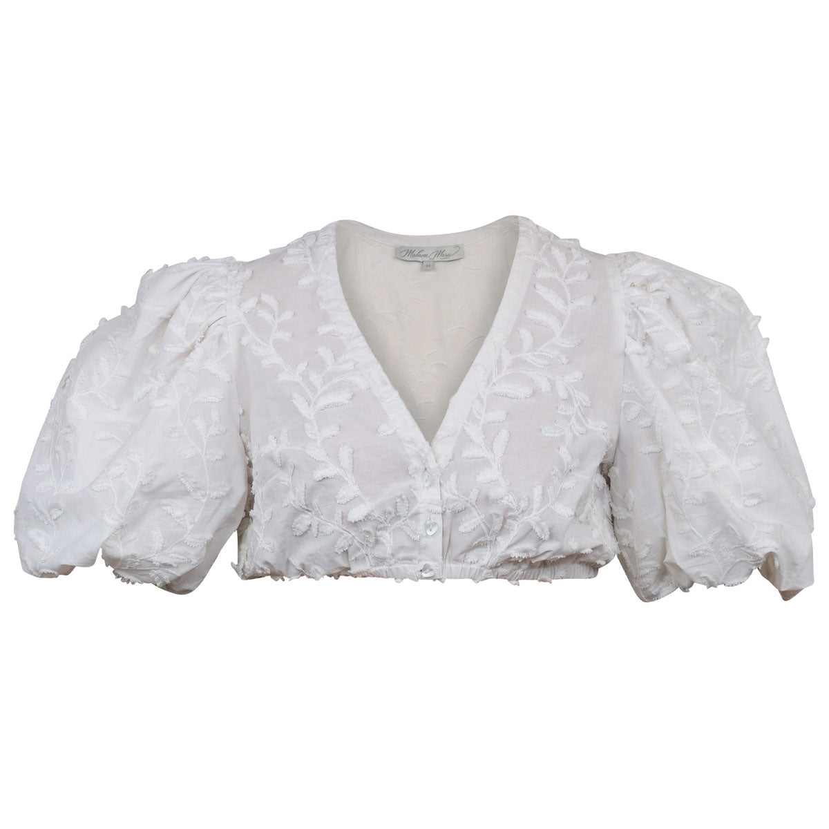 Madame Marie Dirndlbluse Isalda Weiss Halbarm Puffarm