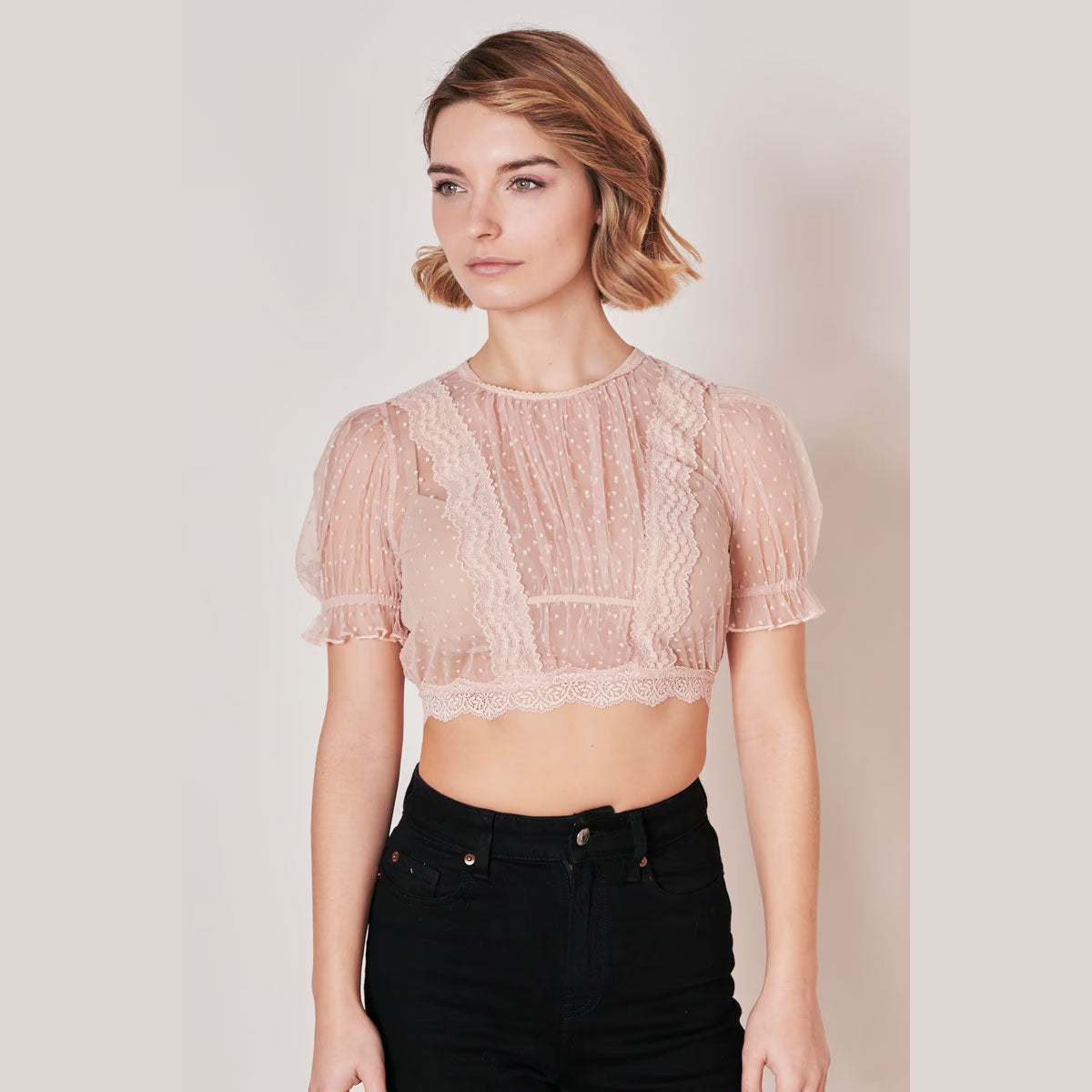 Krüger Dirndlbluse Kelly Apricot Transparent