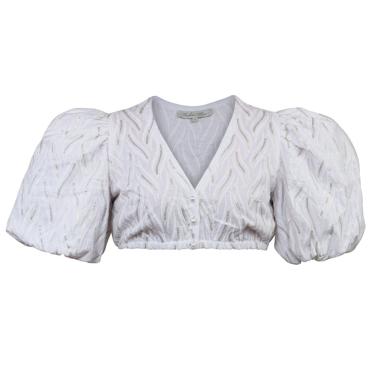 Madame Marie Dirndlbluse Vionara Weiss Halbarm Puffarm
