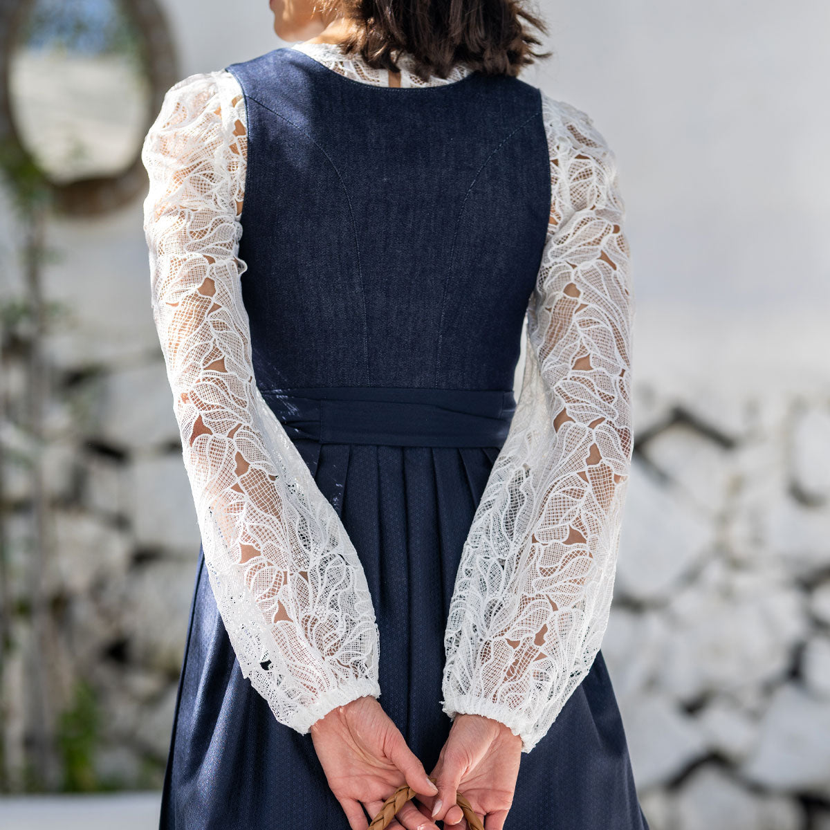 MarJo Dirndlbluse Waldegg Off White Langarm Puffarm