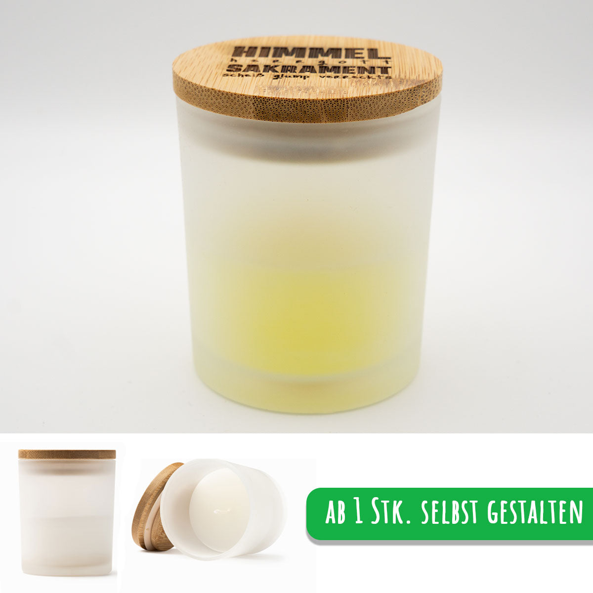 Duft Kerze Vanilla mit Holzdeckel Selbst Gestalten ab 1 Stk. Personalisiert