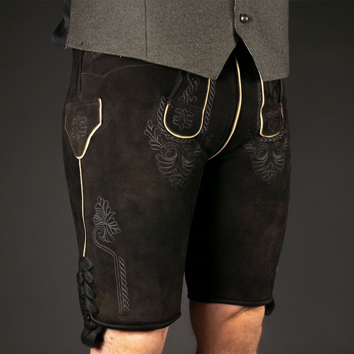 Datschi Trachten Lederhose Eugen Braun Anthrazit