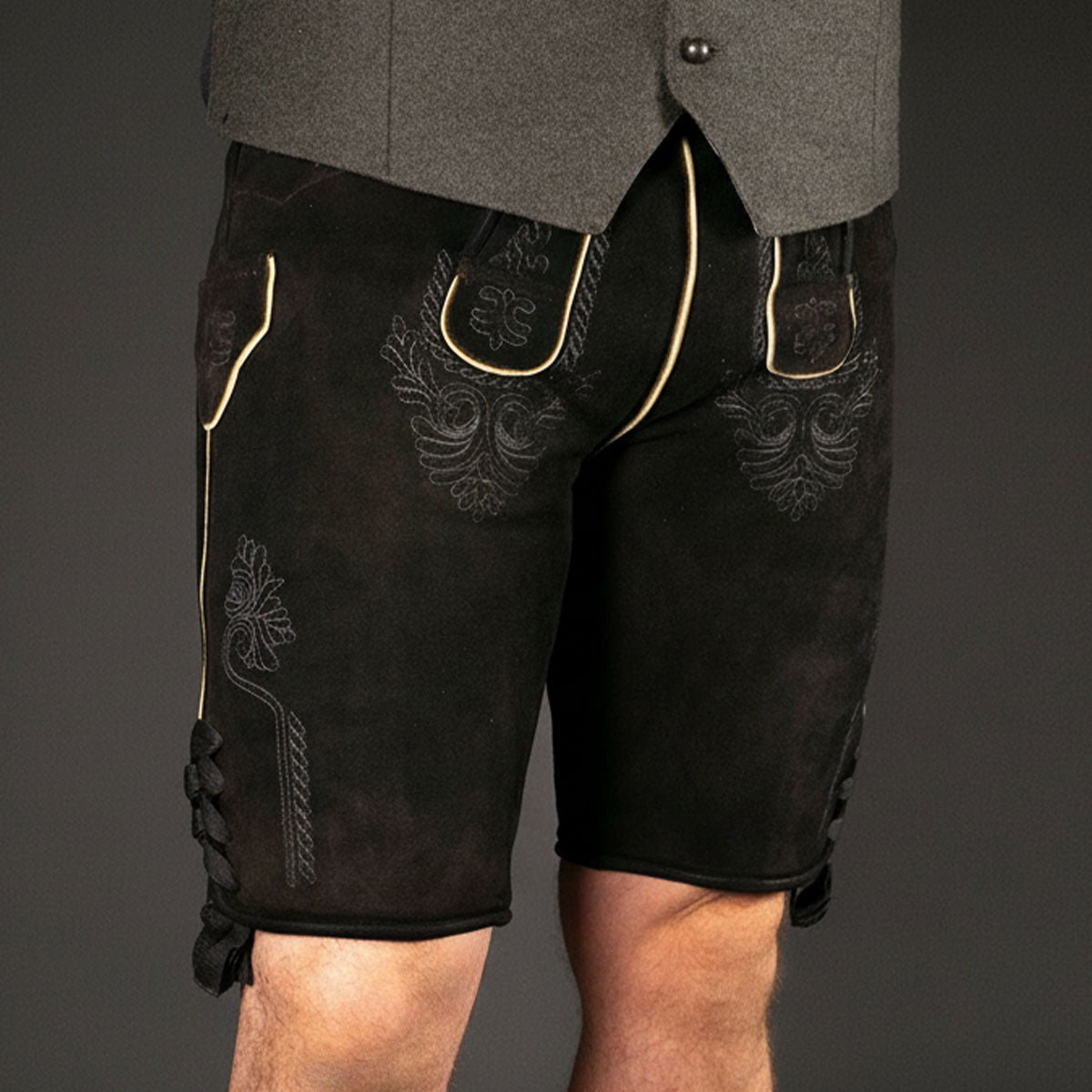 Datschi Trachten Lederhose Eugen Braun Anthrazit