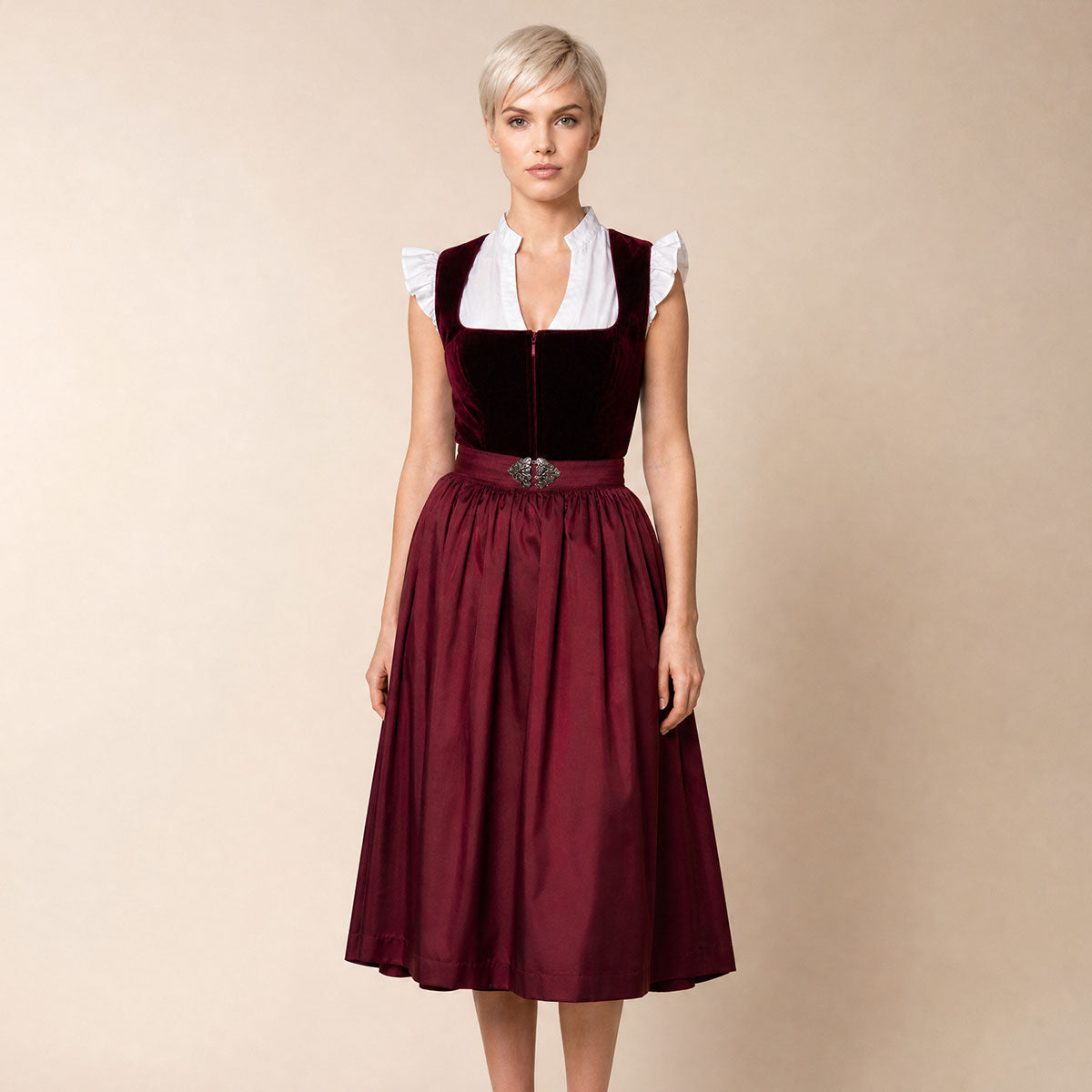 Elli & Juliette Dirndl Stella Dunkelrot Samt Mieder 70 cm