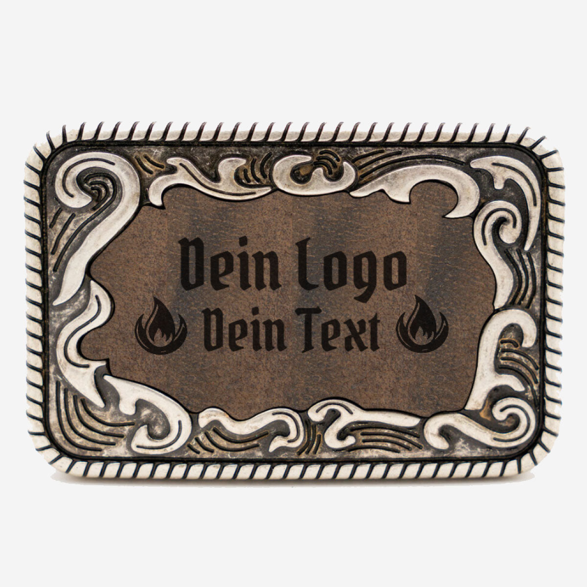 Gürtelschnalle Tracht mit eigenem Logo Silber Antik ab 1 Stk.