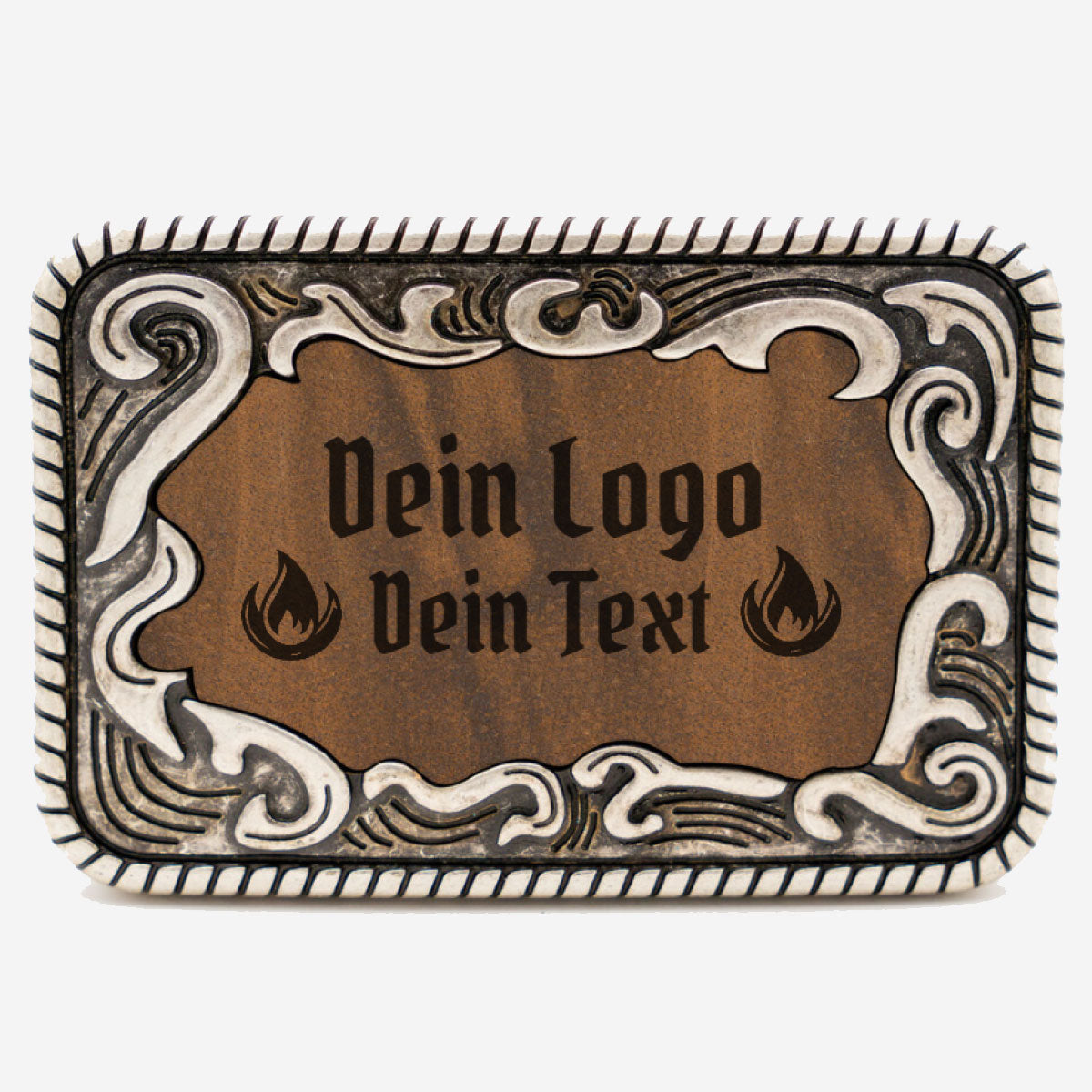 Gürtelschnalle Tracht mit eigenem Logo Silber Antik ab 1 Stk.