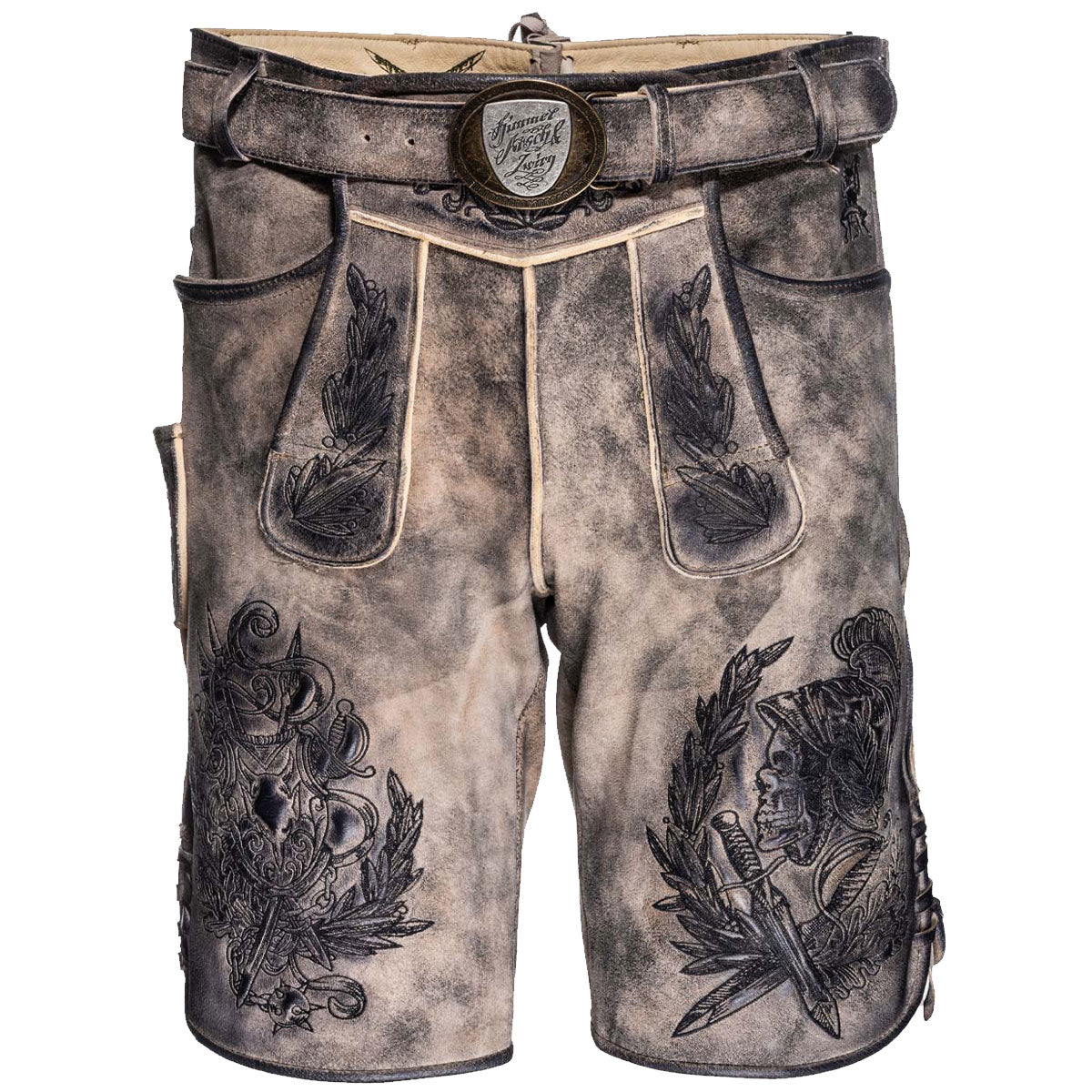 Himmel Arsch und Zwirn Lederhose König Watzmann Nappato Marmor Schwarz