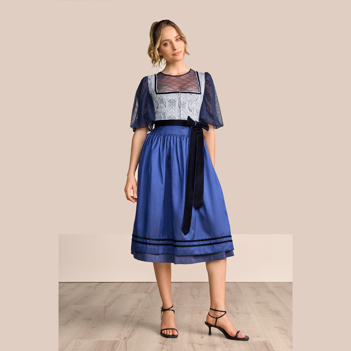 Krüger Dirndl Callista Blau mit Reißverschluss 70cm