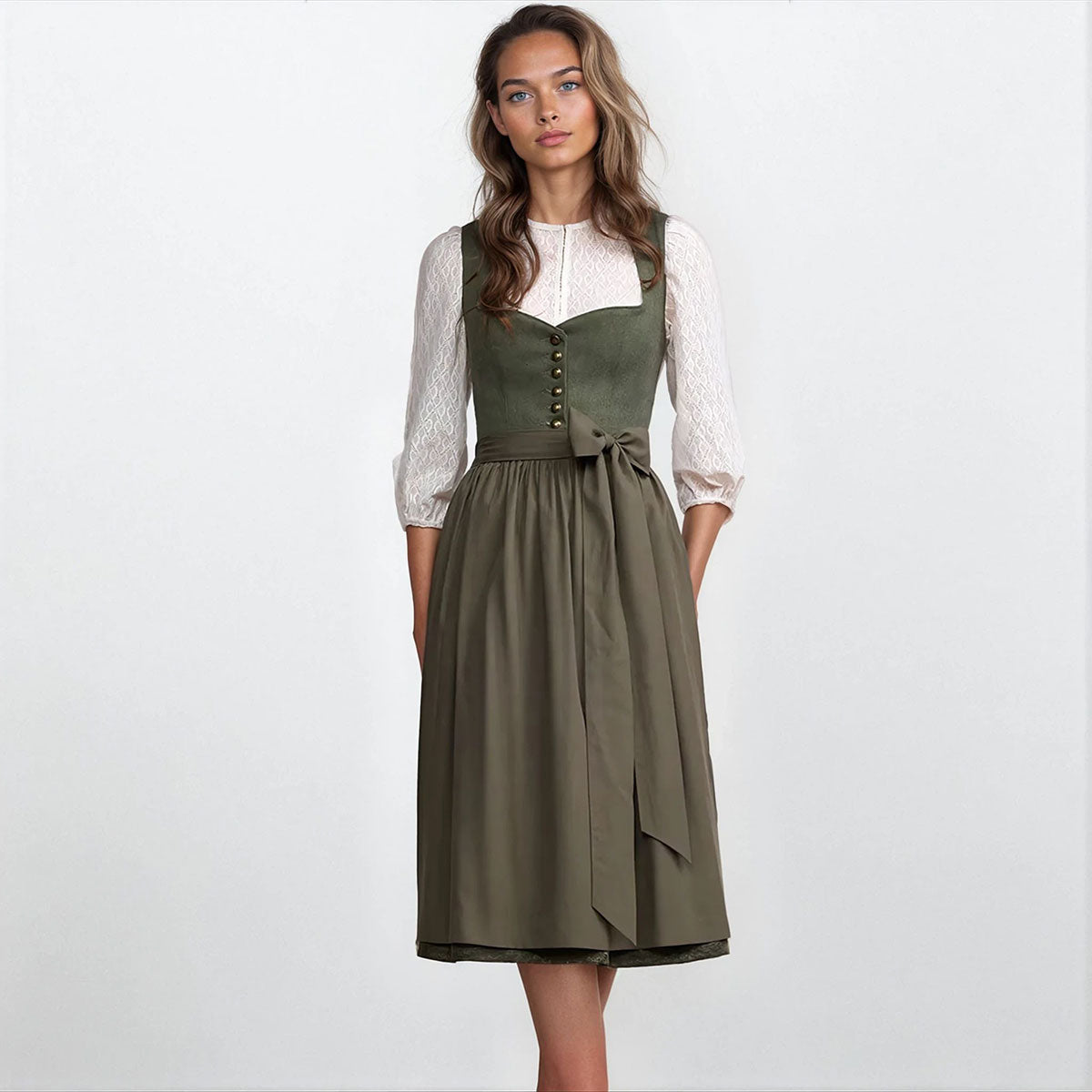 Krüger Dirndl Ileyna Grün Herzausschnitt 70cm