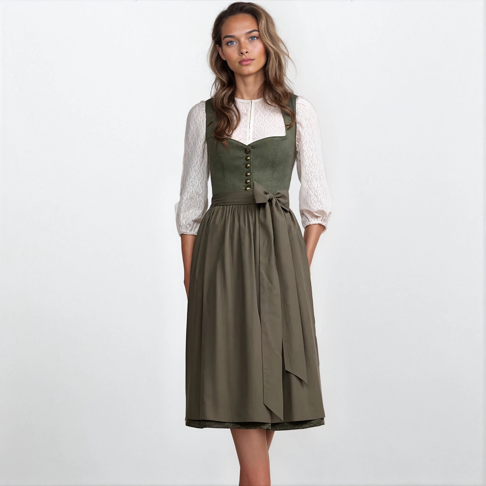 Krüger Dirndl Ileyna Grün Herzausschnitt 70cm