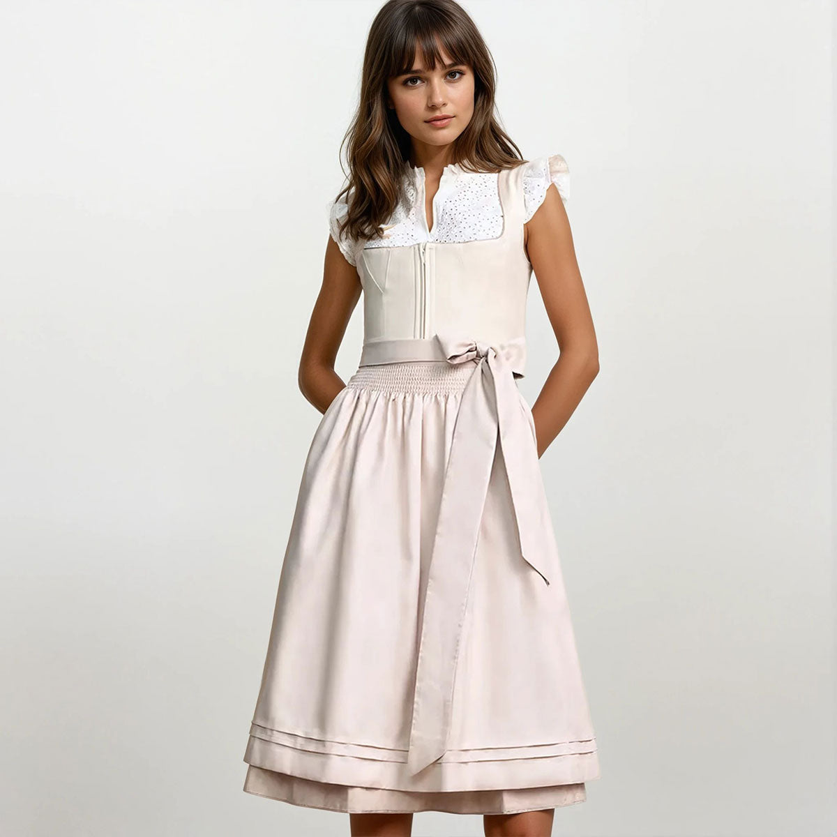 Krüger Dirndl Lillemor Beige Reißverschluss 70cm
