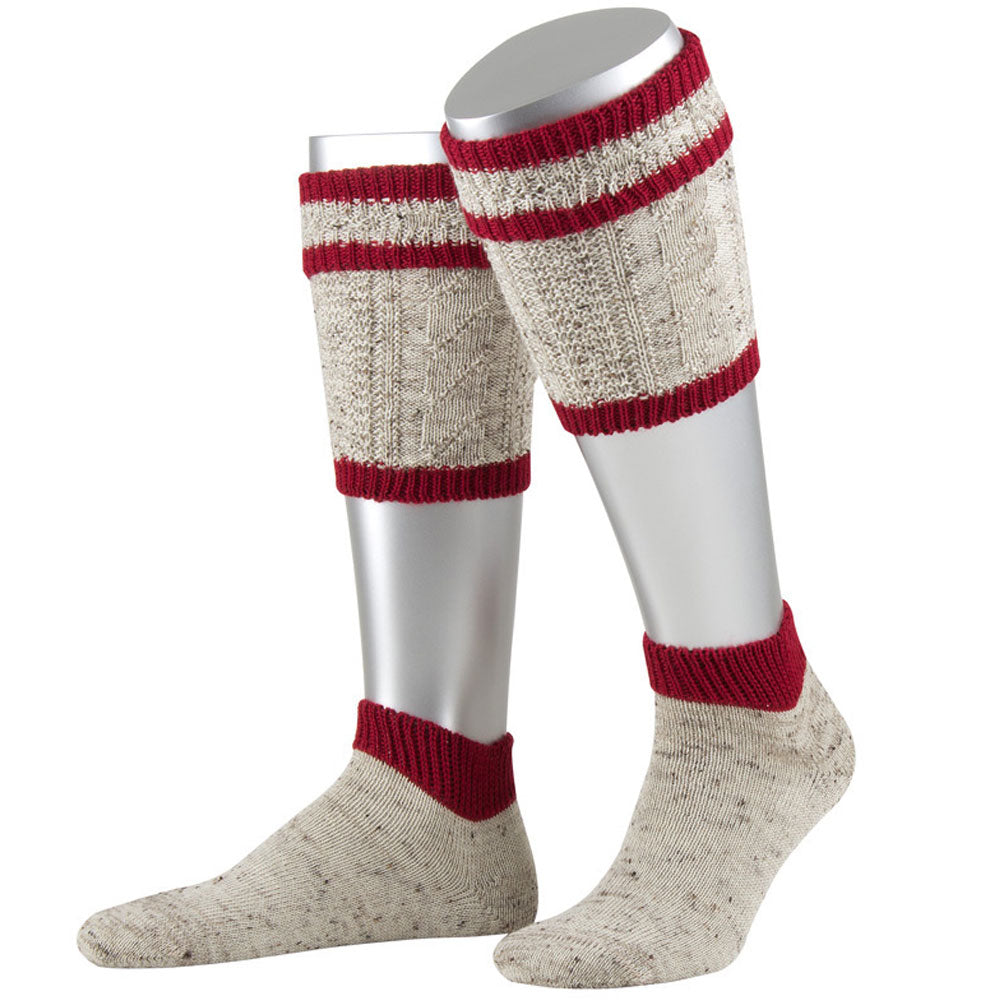 Loferl Loden Tweed Beige Meliert Bordeaux 2-teilig