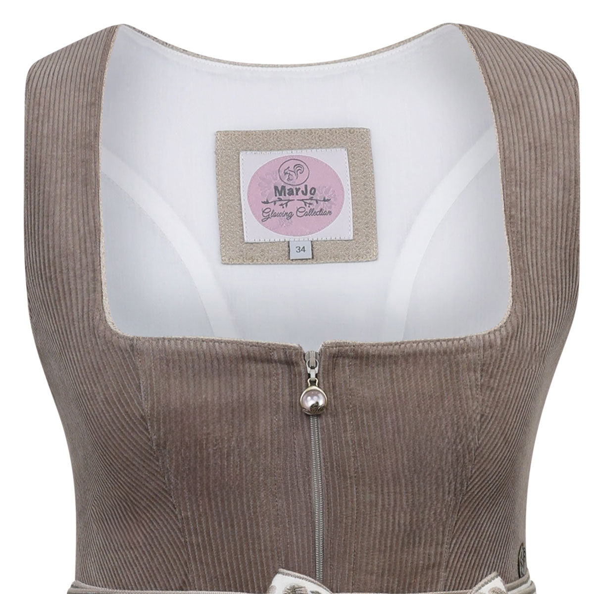 MarJo Dirndl Freudensee Karibu Gerader Ausschnitt Cord 70cm
