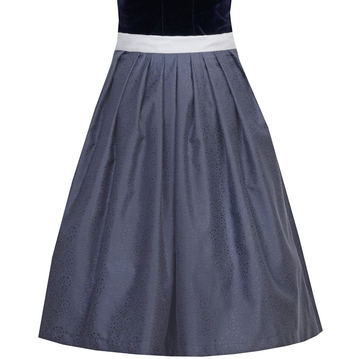 MarJo Dirndl Heidi-Dunkelblau/Silber Samt 65cm - Datschi Trachten