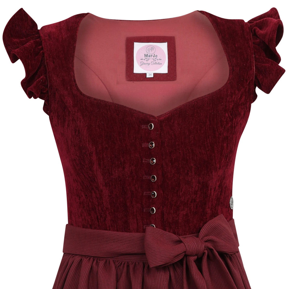 MarJo Dirndl Hochwinkel Wine Flügelarm 70cm - Datschi Trachten