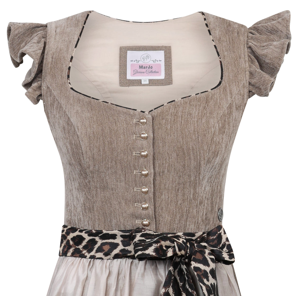 MarJo Dirndl Oberhofen Sand Leo Flügelarm Abnehmbar 70cm