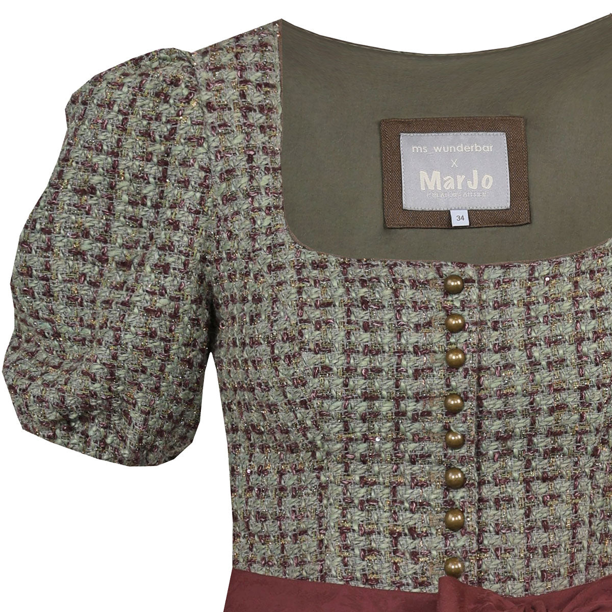 MarJo Dirndl Orchard Olive Halbarm 75cm Kollektion Ms_Wunderbar
