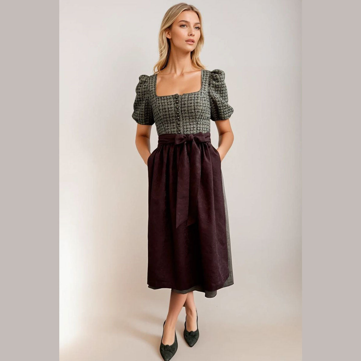 MarJo Dirndl Orchard Olive Halbarm 75cm Kollektion Ms_Wunderbar